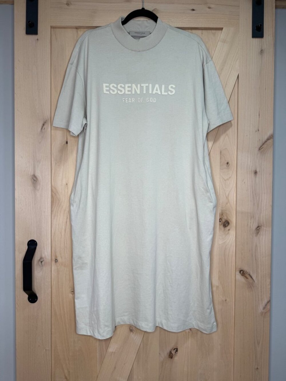 Fear Of God Essentials Oversized T-Shirt Dress XS Beige 100% Cotton